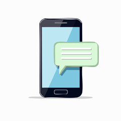 スマートフォンから出ている会話吹き出しのベクターイラスト　スマホからのチャット、メッセージ、SNS