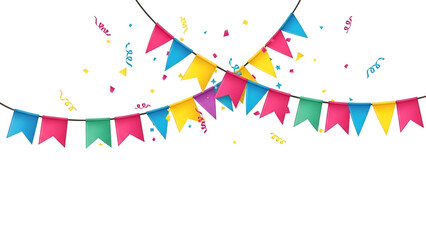 Festive Celebration Background with Colorful Bunting and Confetti Decoration