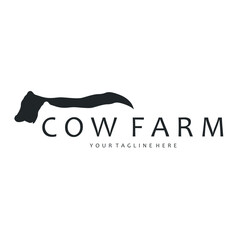 Cow logo simple design livestock and meat cutting, illustration design symbol and template for barand