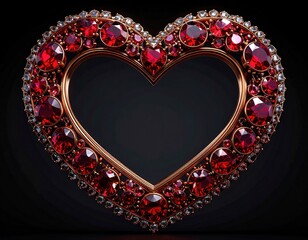 Ruby-studded heart frame on dark ground