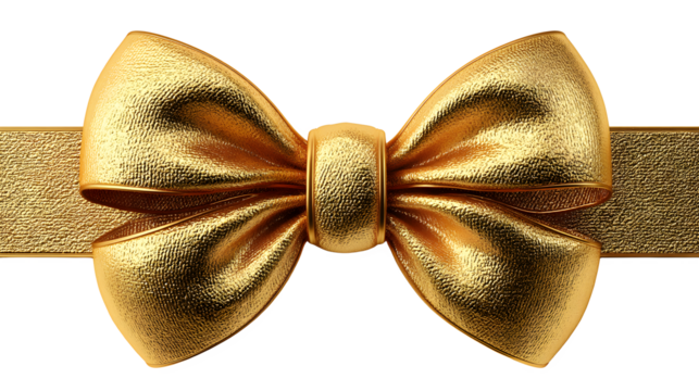 Luxurious golden bow with textured surface, perfect for adding elegance to designs