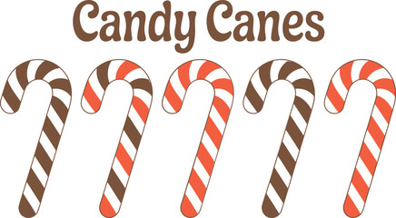 Obraz premium Candy Canes Illustration – Striped Christmas Sweets Set