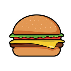 Delicious Hamburger Fast Food Illustration