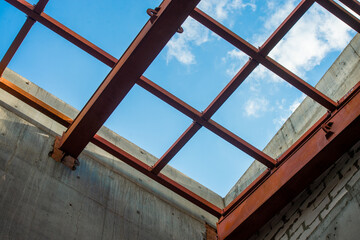 metal structures on a building under construction for the background