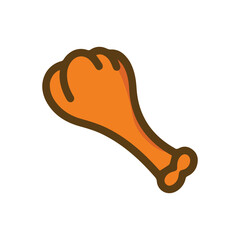 Obraz premium Chicken leg roast color food icon cook fresh animal tasty hot design.