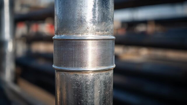 Steel bollard reinforcement highlighted in medium shot showcasing shiny metal layers and welded joints for enhanced durability