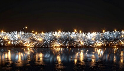 Shiny garland with bright string lights
