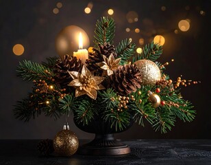 Holiday centerpiece with candles