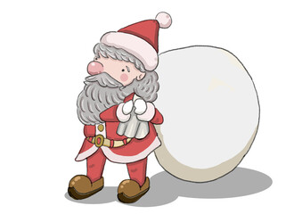 正面を向いて立つ影があるサンタクロース