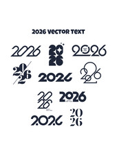 Happy new year 2026 logos design black set vector