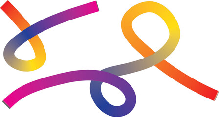 Colorful abstract ribbon shapes with gradient colors on white background