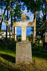 Fototapeta premium Aglona Cemetery in a forested area of the Aglona Basilica sanctuary in Latvia, one of the Baltic States