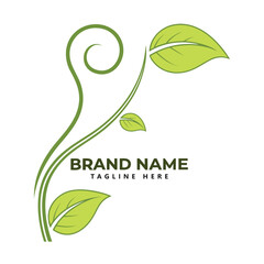 Green leafs round logo circular eco friendly logo