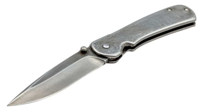 Pocket knife with sharp steel blade and metal handle, a versatile folding tool for everyday carry and utility