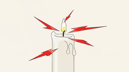 Conceptual illustration of a lit candle targeted by red lightning bolts.