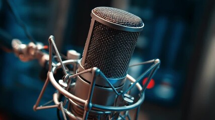 Medium shot of a speaker practicing an impactful audio sales pitch script for a podcast or telemarketing campaign