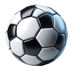 High-quality 3D rendered soccer ball featuring a modern black and white hexagonal design with clean, precise details. Isolated on a white background, this realistic football illustration is ideal for 