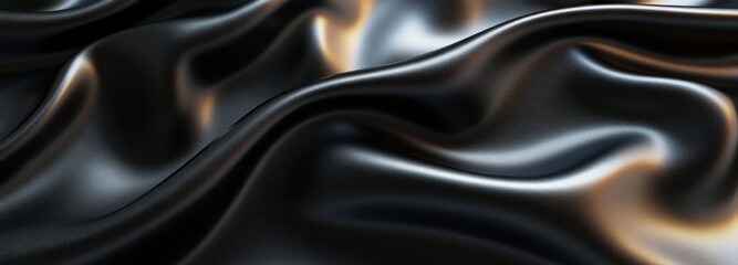 Fototapeta premium Luxury black leather abstract background with gentle creases and smooth flowing shapes