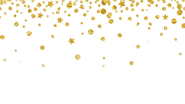 Elegant gold confetti cascading down a pristine transparent, creating a celebratory atmosphere