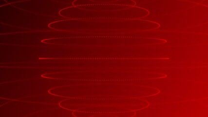 Red color rotating circular dots forming a globe shape with bokeh effect modern design loop able dark geometrical background - Powered by Adobe