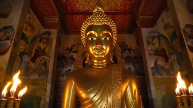 Golden Buddha Statue Illuminates a Shrine