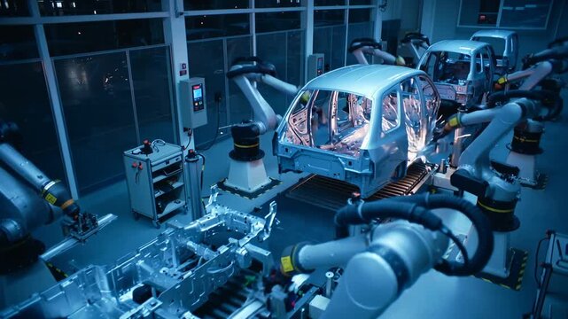 Next-Gen Car Manufacturing: Fully Automated Robotic Assembly Line
