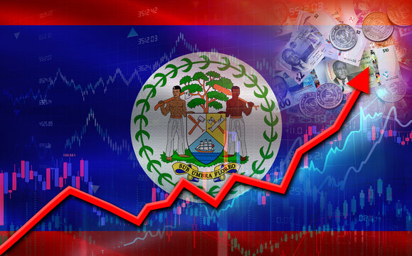 Belize economic growth on financial graph. Belizean financial growth on market graph