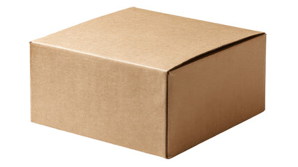 Cardboard box for shipping, packaging, and delivery, closed blank brown carton container isolated on transparent background