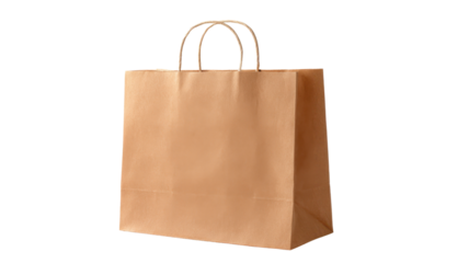 Brown paper bag for shopping products, packaging goods, or delivering food, promoting sustainability and eco-friendliness