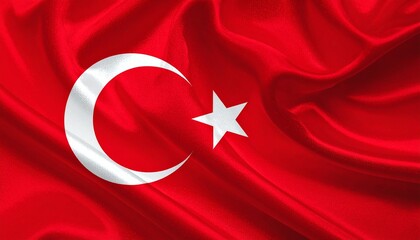 Obraz premium Turkish Flag with White Star and Crescent