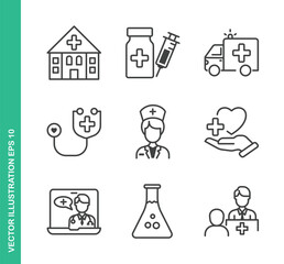 Medical Icons. Thin Line Symbol Elements Collection.