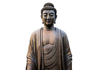 Statue of a person with a serene expression. isolated on a transparent or white background.
