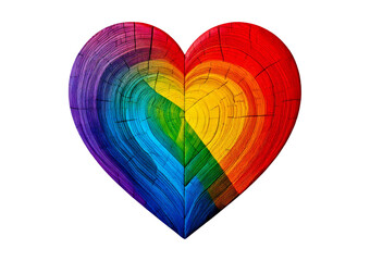 Colorful rainbow heart isolated on a transparent or white background.