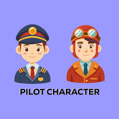 Smiling Male Pilot and Airman Illustrations