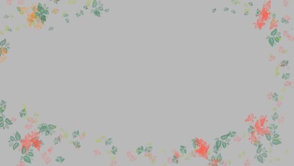 Colorful Translucent Leaves Forming a Decorative Frame on a Gray Background with copy space.