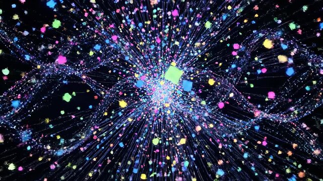 Colorful Particle Explosion: Abstract Digital Energy Waves