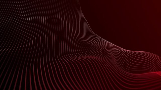Red color multiple parallel wavy lines modern design geometrical background