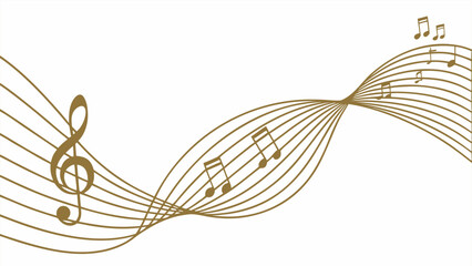Elegant Golden Musical Notes Staff Abstract Design with vector illustration