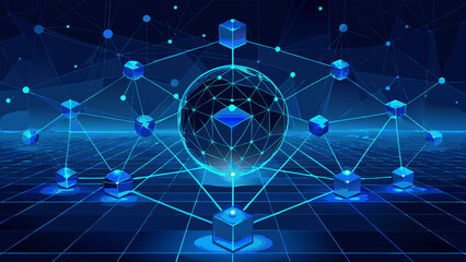 Blockchain Cryptocurrency Network Global Data Technology Digital Concept Isolated background