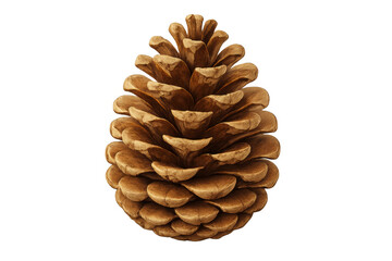 Brown pine cone displaying intricate scales, an evergreen seed from a coniferous tree, presented on a transparent background