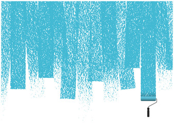 ローラーで水色ペンキを塗ったベクター背景