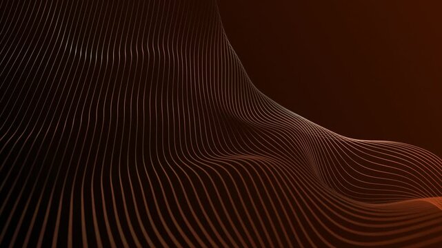 Orange color multiple parallel wavy lines modern design geometrical background