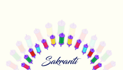 Colorful Makar Sankranti Kite Manjha Spools – Festive Indian Celebration Background Illustration