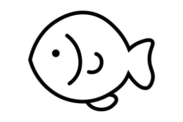 Naklejka premium The image is an extremely simple, black-and-white line drawing of a fish, viewed in profile