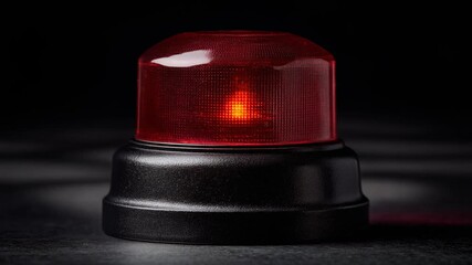 Illuminated red emergency light on a dark background for safety and alert concepts