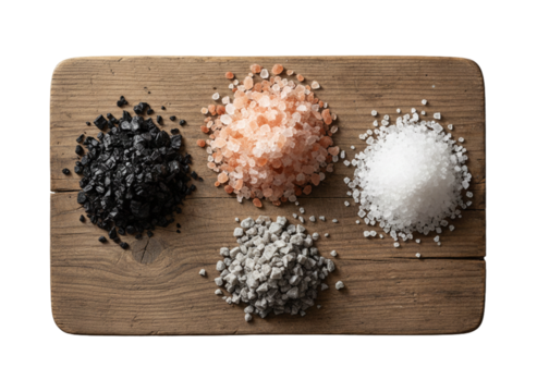 Colorful Assortment of Salt Crystals on Rustic Surface