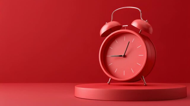 Stylish red alarm clock on a vibrant background for modern home decor and time management concepts