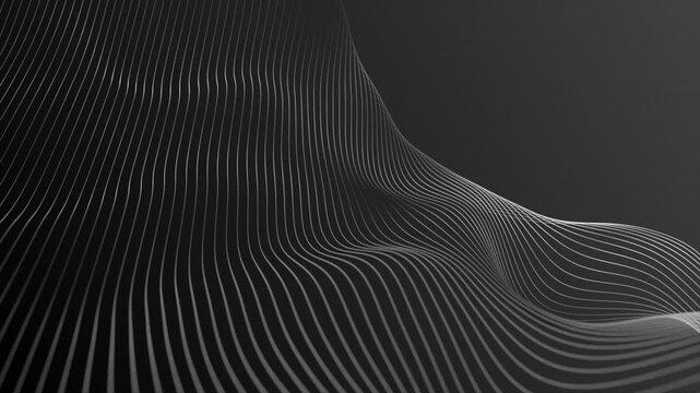White and Black color multiple parallel wavy lines modern design geometrical background
