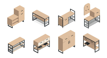 Modern furniture set isometric view