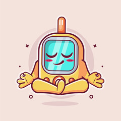 calm glucose meter character mascot with yoga meditation pose isolated cartoon 